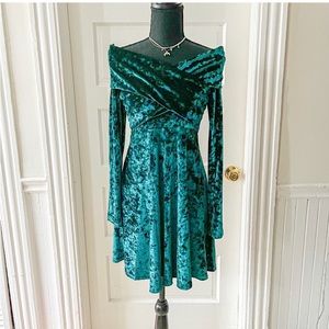 Vintage Green Velvet Dress